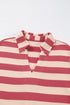 Contrast Striped Johnny Collar Long Sleeve Mini Dress